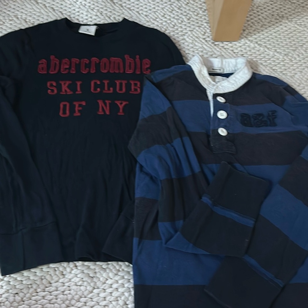 Preowned very loved set of 2 boys Abercrombie size Small long sleeve shi…